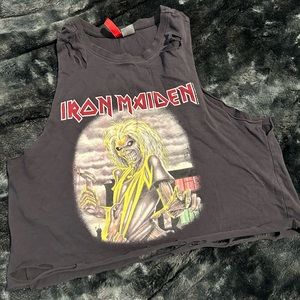 TATTERED IRON MAIDEN CROP TANK SIZE S